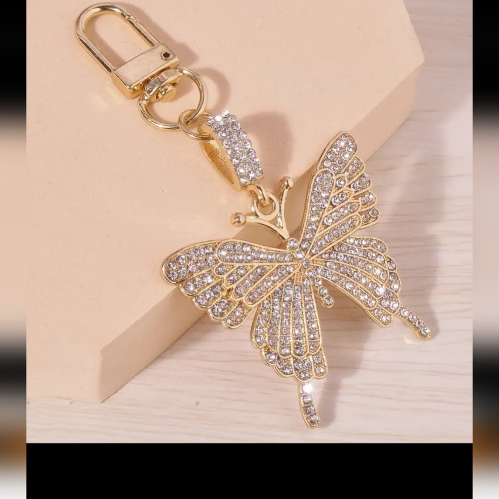 Rhinestone Butterfly Silver/Golden Charm - Picture 4 of 8